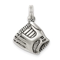 Sterling Silver Antiqued Baseball Glove Charm with Simulated Pearl view 4
