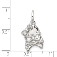 Sterling Silver CZ Skull Charm view 3