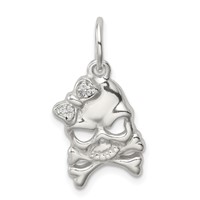 Sterling Silver CZ Skull Charm view 1