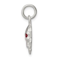 Sterling Silver Red CZ Skull Charm view 2