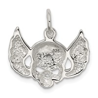 Sterling Silver CZ Skull Charm with Wings view 4