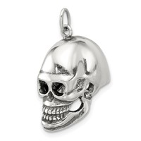 Sterling Silver Antiqued Skull Pendant view 5