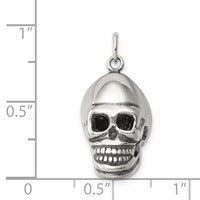 Sterling Silver Antiqued Skull Pendant view 3