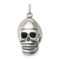 Sterling Silver Antiqued Skull Pendant view 1