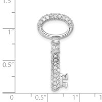 Sterling Silver Polished CZ Key Pendant view 3