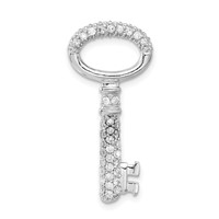 Sterling Silver Polished CZ Key Pendant view 1