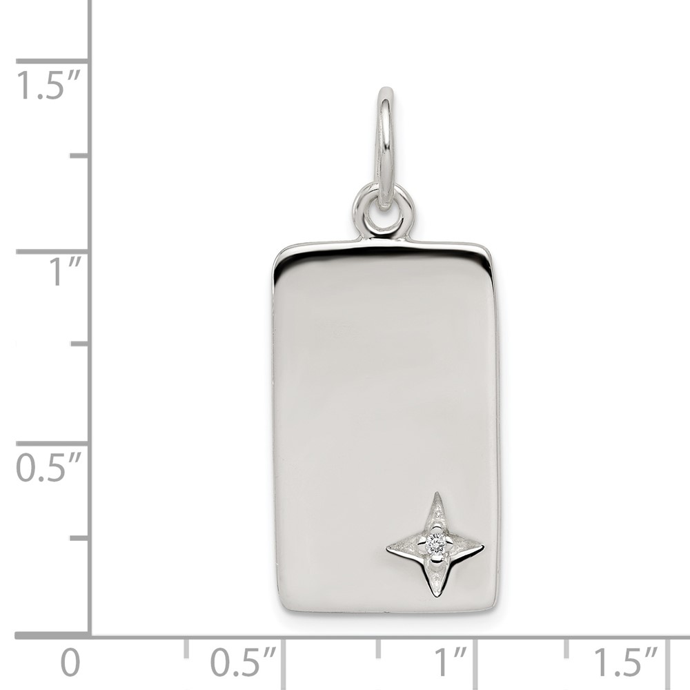 Sterling Silver CZ Polished Rectangle Charm (QC5168)