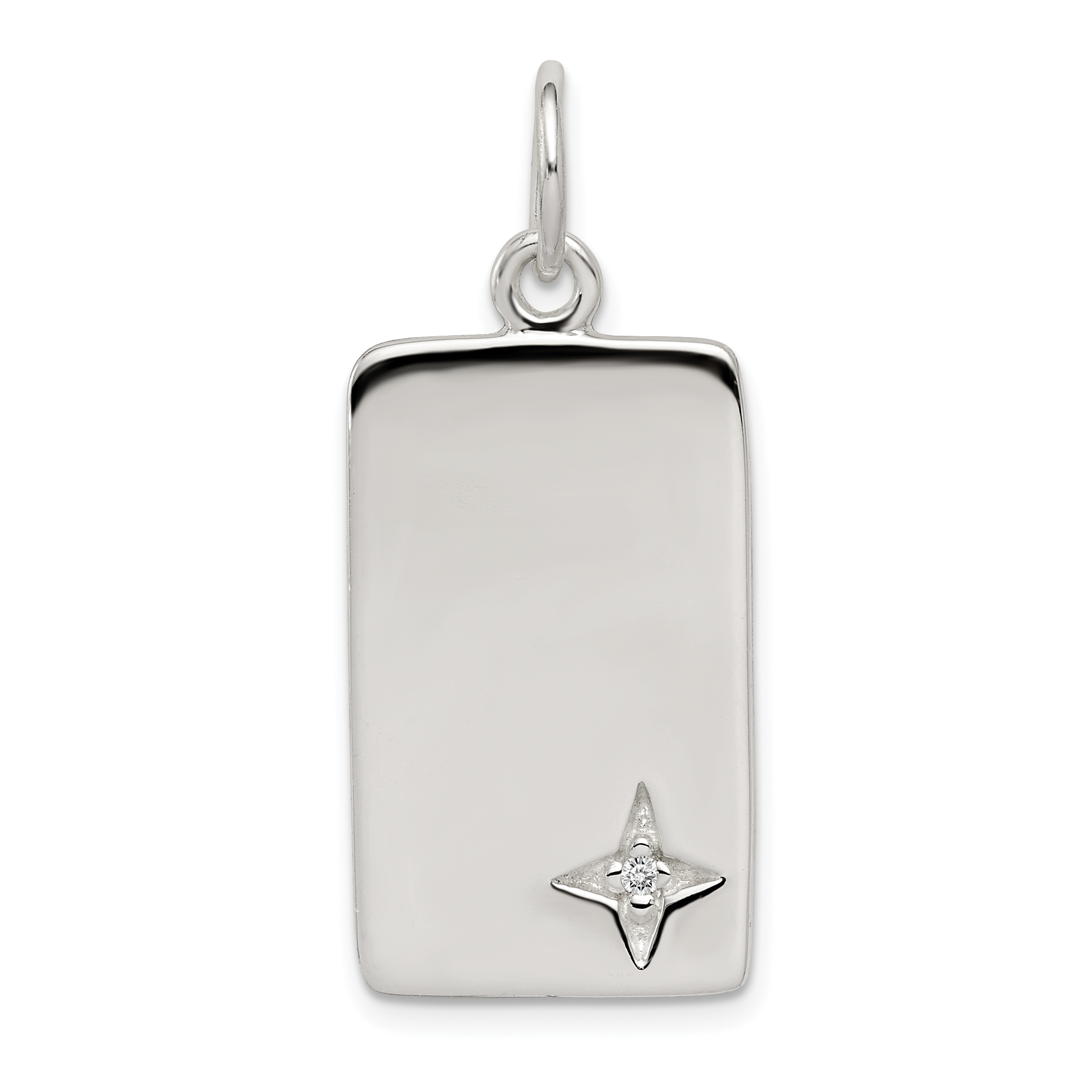 Sterling Silver CZ Polished Rectangle Charm (QC5168)