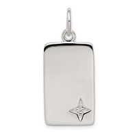 Sterling Silver CZ Polished Rectangle Charm view 1