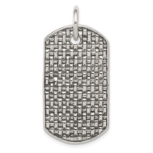 Sterling Silver Textured Dog Tag Pendant
