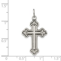 Sterling Silver Antiqued Budded Cross Pendant view 3