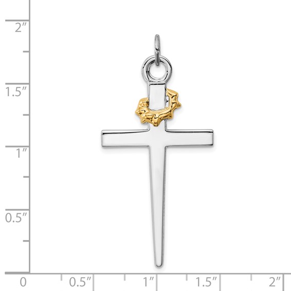 Sterling Silver Platinum-plated & 18k Gold-plated Cross Pendant