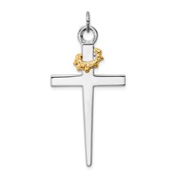 Sterling Silver Platinum-plated & 18K Gold-plated Cross Pendant view 1