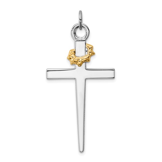 Sterling Silver Platinum-plated & 18k Gold-plated Cross Pendant