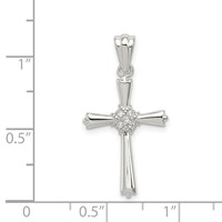 Sterling Silver Rhodium-plated CZ Cross Pendant view 3