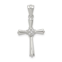 Sterling Silver Rhodium-plated CZ Cross Pendant view 1
