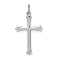 Sterling Silver Platinum-plated Fleur De Lis Cross Charm view 1
