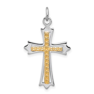 Sterling Silver Platinum-plated & Gold-plated Cross Pendant