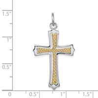 Sterling Silver Platinum-plated & Gold-plated Cross Pendant view 3