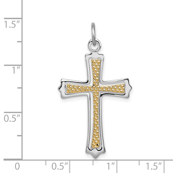 Sterling Silver Platinum-plated & Gold-plated Cross Pendant