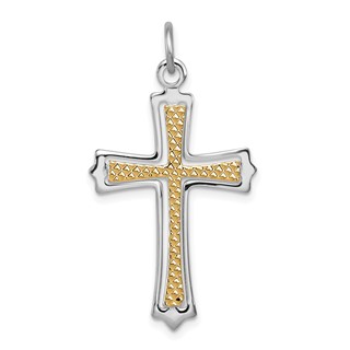 Sterling Silver Platinum-plated & Gold-plated Cross Pendant