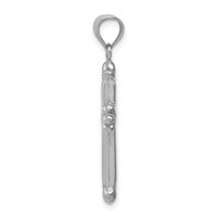 Sterling Silver Rhodium-plated Fleur-de-lis Cross Pendant view 2