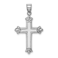 Sterling Silver Rhodium-plated Fleur-de-lis Cross Pendant view 4