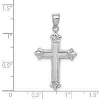 Sterling Silver Rhodium-plated Fleur-de-lis Cross Pendant view 3