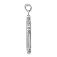 Sterling Silver Rhodium-plated Fleur-de-lis Cross Pendant view 2