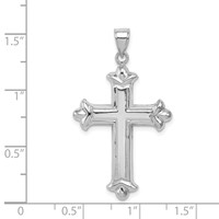 Sterling Silver Rhodium-plated Fleur-de-lis Cross Pendant view 3