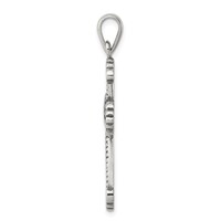 Sterling Silver Antiqued Fleur De Lis Cross Pendant view 2