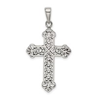 Sterling Silver Antiqued Fleur De Lis Cross Pendant view 4