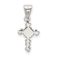 Sterling Silver Rhodium-plated CZ Cross Pendant view 4
