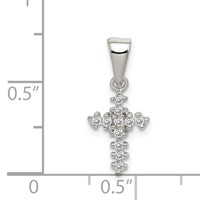 Sterling Silver Rhodium-plated CZ Cross Pendant view 3