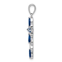 Sterling Silver RH-plated Black Sapphire and Diamond Cross Pendant view 2