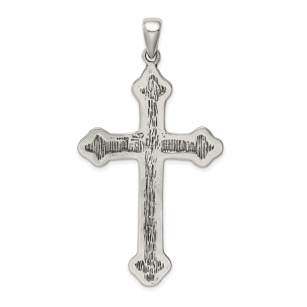 Sterling Silver Antiqued Thorn Cross Pendant (QC5274)