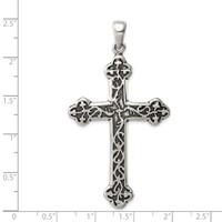 Sterling Silver Antiqued Thorn Cross Pendant view 3