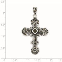 Sterling Silver Antiqued Marcasite Cross Pendant view 3