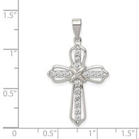 Sterling Silver Rhodium-plated CZ Cross Pendant view 3