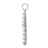 Sterling Silver Rhodium-platedFW Cultured Pearl Cross Pendant view 2