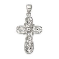 Sterling Silver Rhodium-plated CZ Cross Pendant view 4