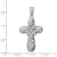 Sterling Silver Rhodium-plated CZ Cross Pendant view 3