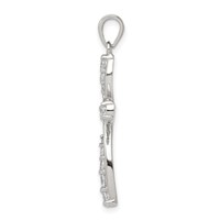 Sterling Silver Rhodium-plated CZ Cross Pendant view 2