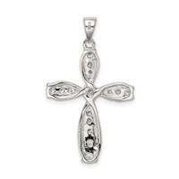 Sterling Silver Rhodium-plated CZ Cross Pendant view 4