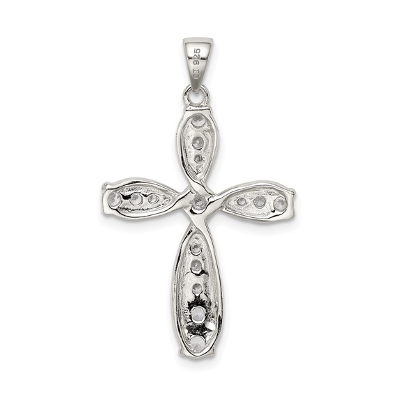 Sterling Silver Rhodium-plated CZ Cross Pendant