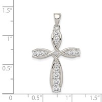 Sterling Silver Rhodium-plated CZ Cross Pendant view 3