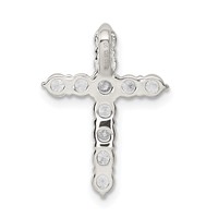 Sterling Silver Rhodium-plated CZ Cross Pendant view 4