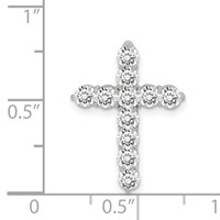 Sterling Silver Rhodium-plated CZ Cross Pendant view 3