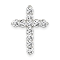Sterling Silver Rhodium-plated CZ Cross Pendant view 1
