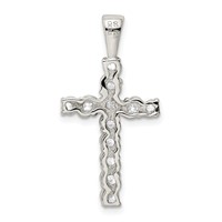 Sterling Silver Rhodium-plated CZ Latin Cross Pendant view 4